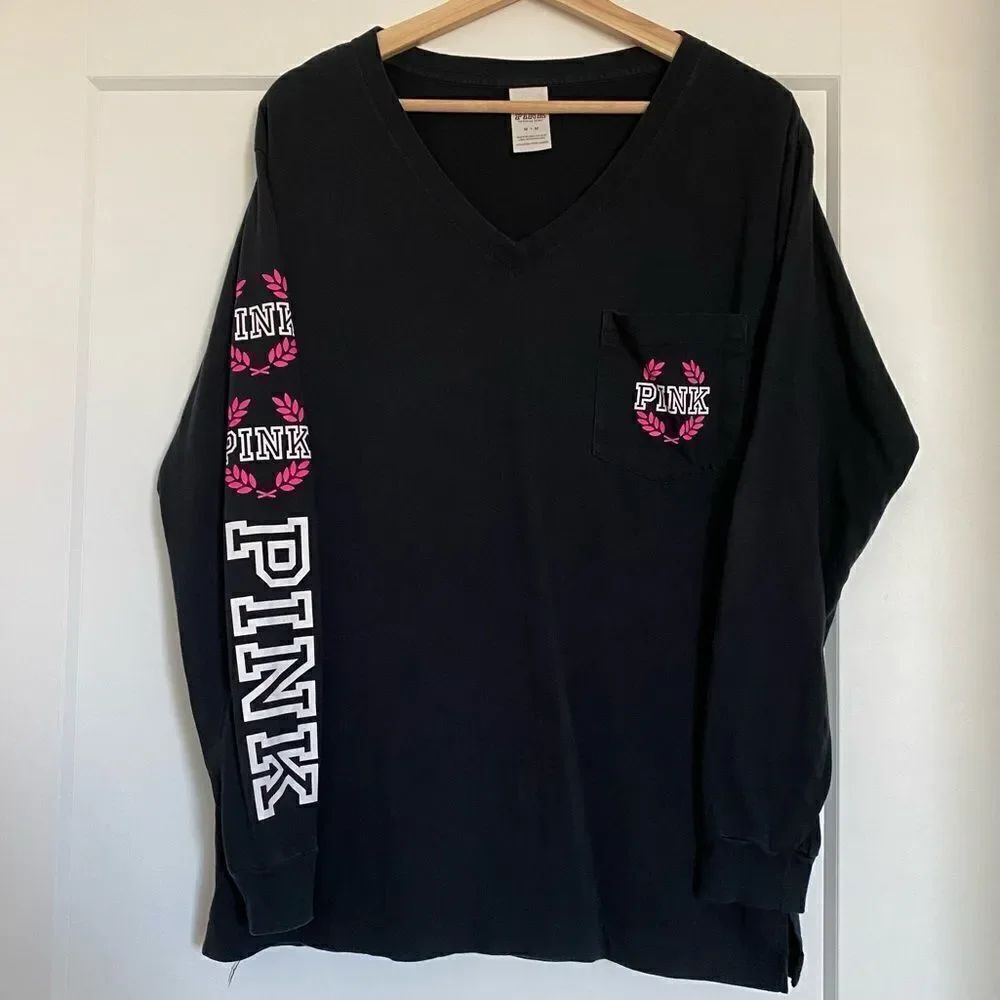Victoria Secret Pink Black Longsleeved Campus Cozy Comfortable Longsleeved Shirt